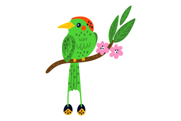 Download Green Exotic Bird Sit on Tropical Tree B - Exotic bird Collection