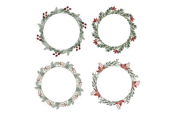 Download Red Floral Wreath for Christmas Card - Card Collection