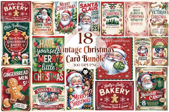 Download Vintage Christmas Card Quotes Bundle - Card Collection