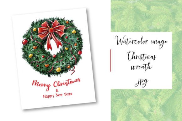 Download Postcard, Christmas Wreath, Watercolor - Card Collection